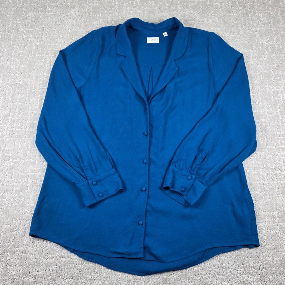 Wilfred Aritzia Vibrant Cobalt Blue Crepe Button Down Shirt Blouse Womens XL